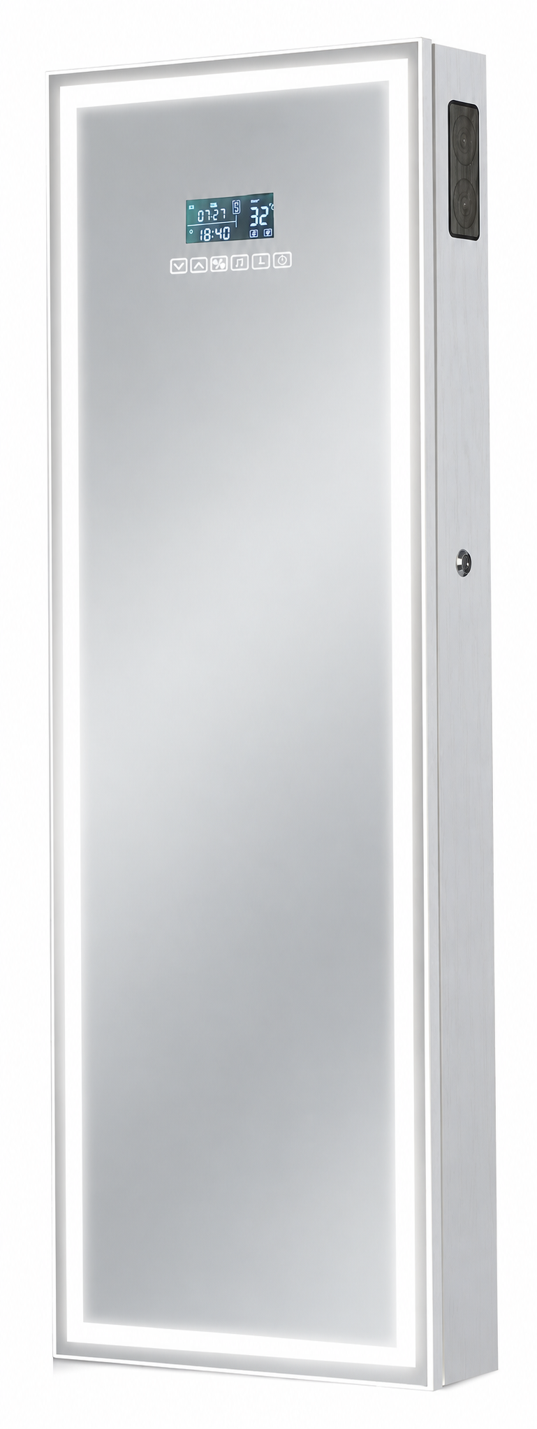 Mirror Jewelry Cabinet — complete closed cabinet with neutral mirror reflection